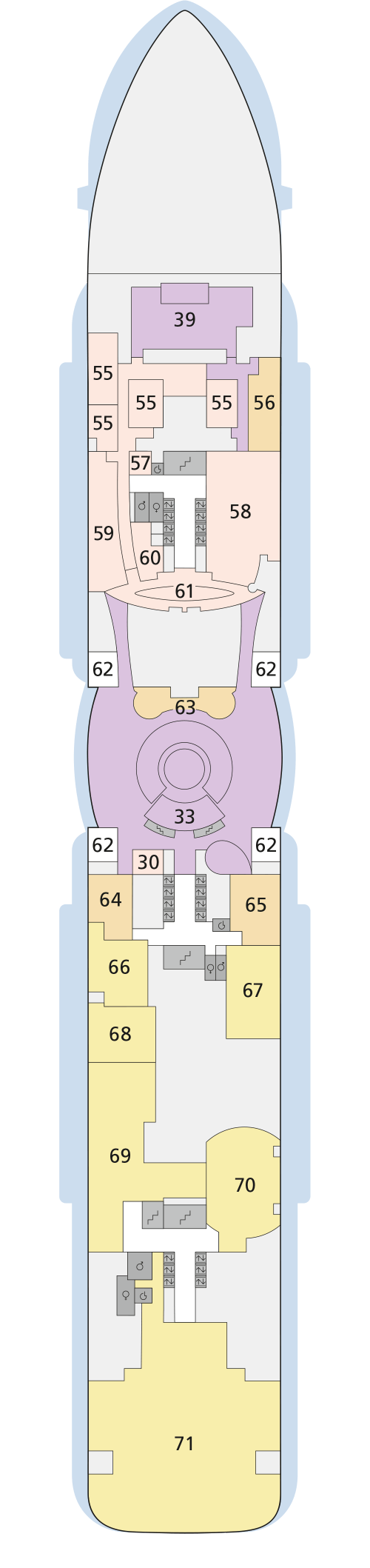 AIDAcosma - Deck 6 - Deckplan mit Kabinen