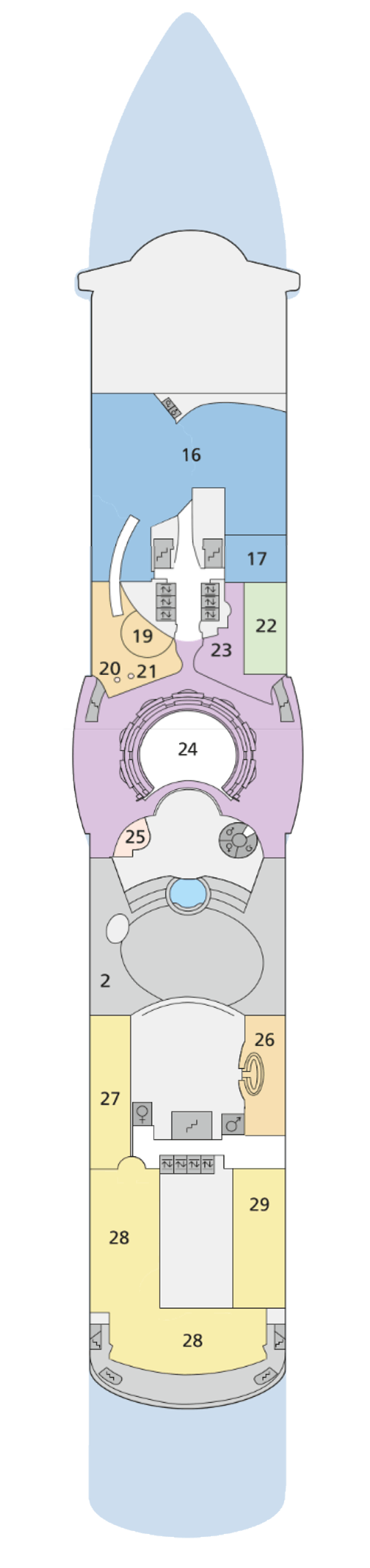 AIDAdiva - Deck 11 - Deckplan mit Kabinen