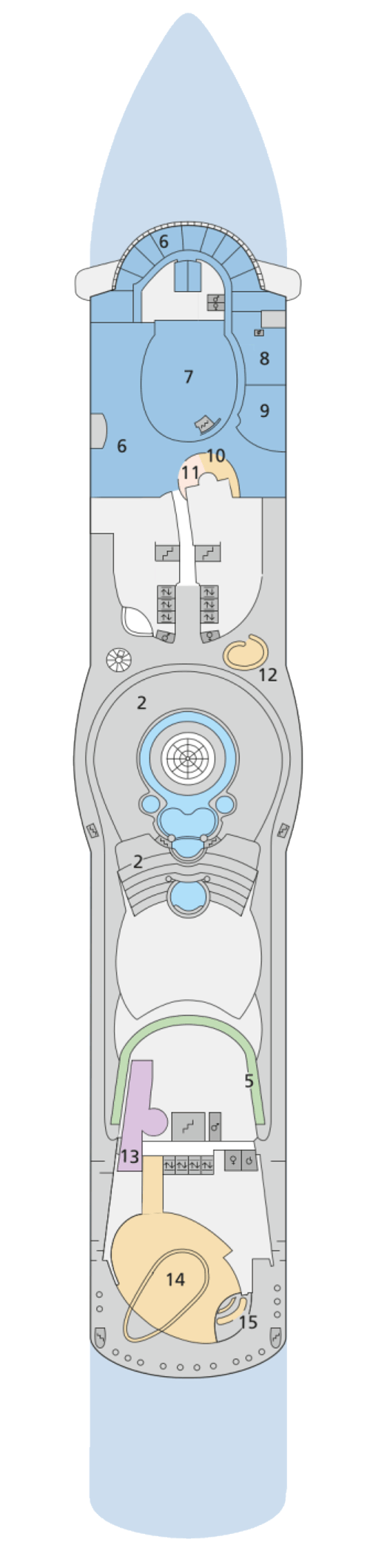 AIDAdiva - Deck 12 - Deckplan mit Kabinen
