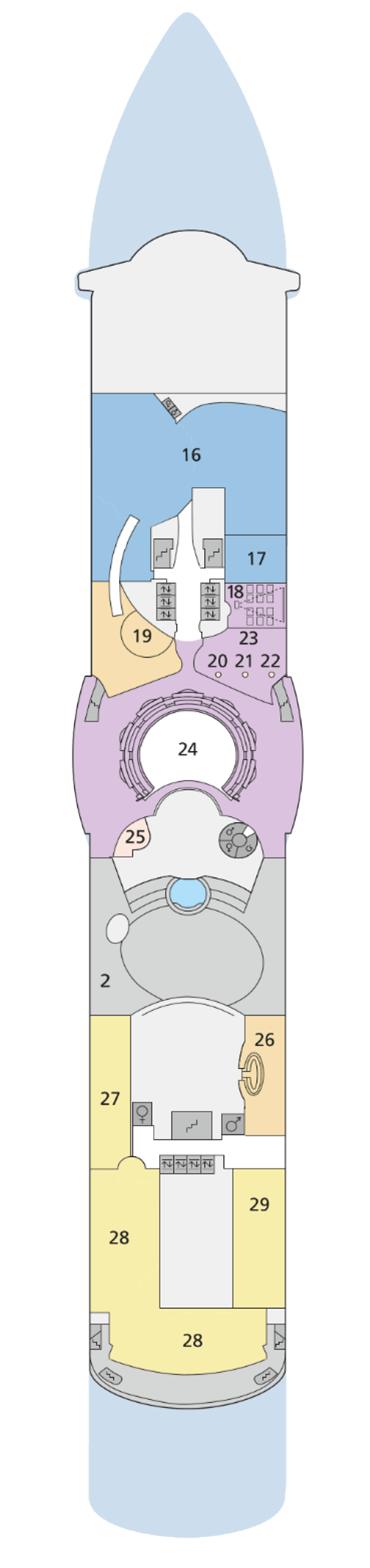 AIDAluna - Deck 11 - Deckplan mit Kabinen