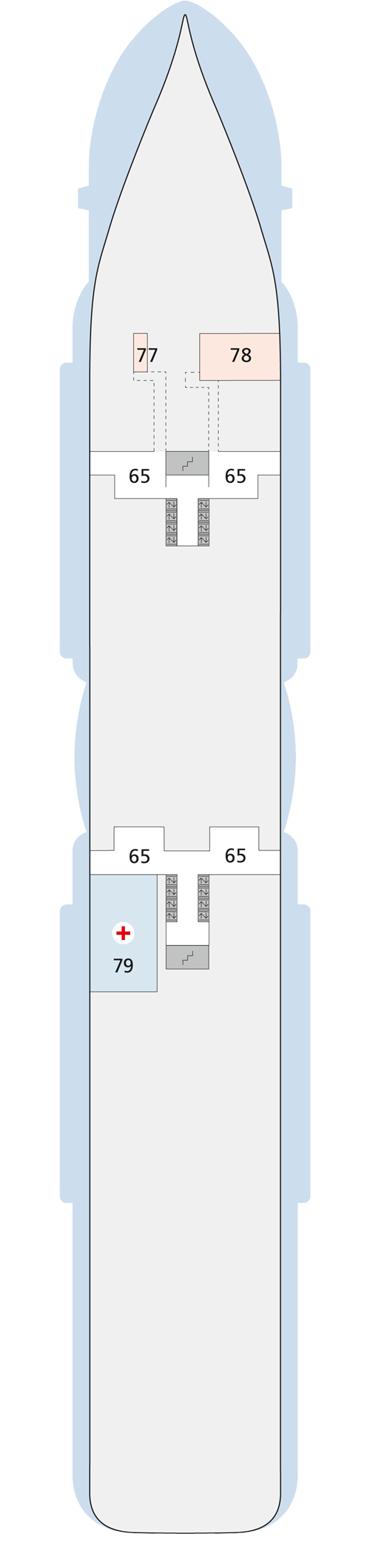 AIDAnova - Deck 3 - Deckplan mit Kabinen