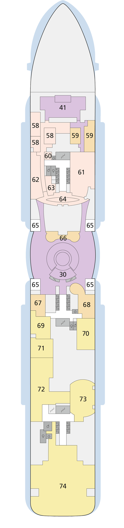 AIDAnova - Deck 6 - Deckplan mit Kabinen