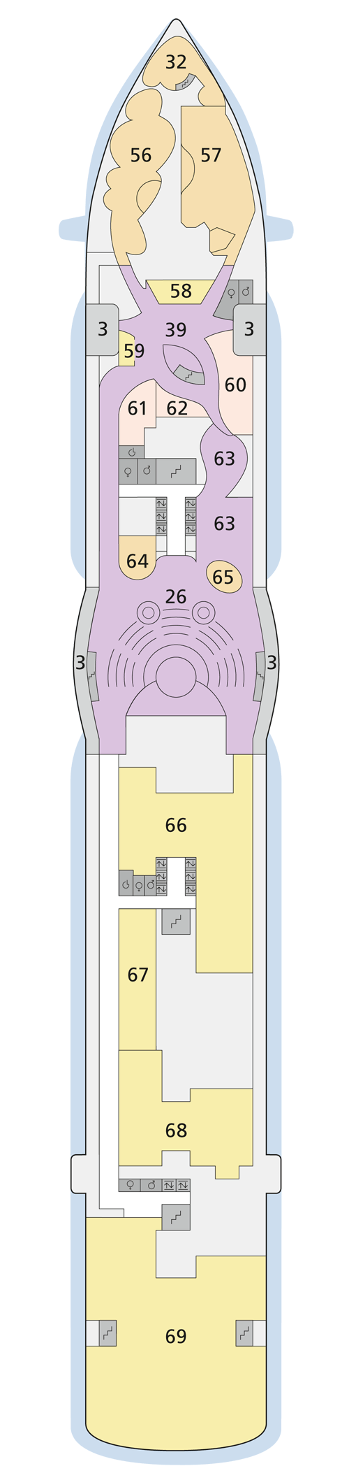 AIDAperla - Deck 6 - Deckplan mit Kabinen