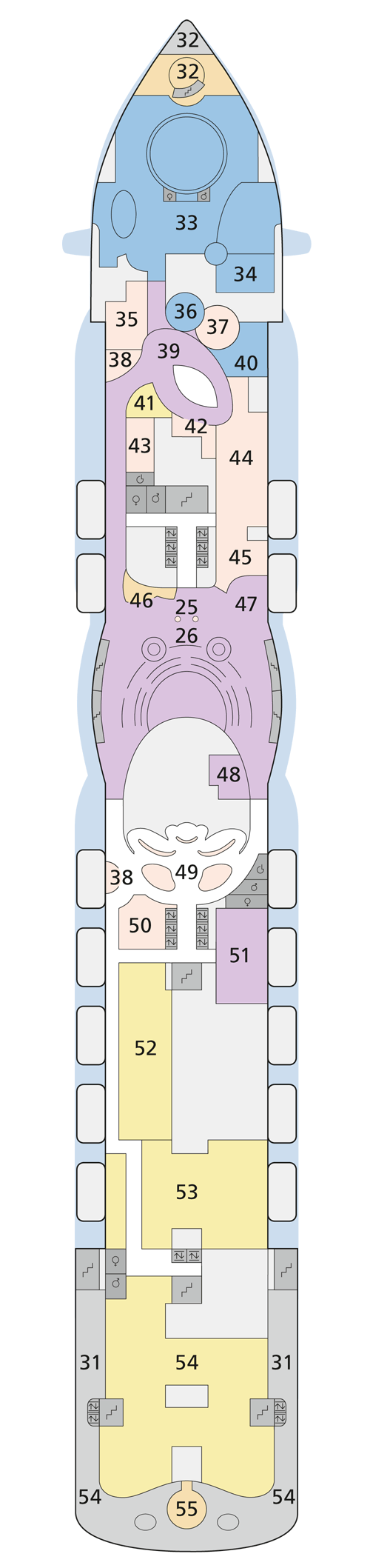 AIDAperla - Deck 7 - Deckplan mit Kabinen