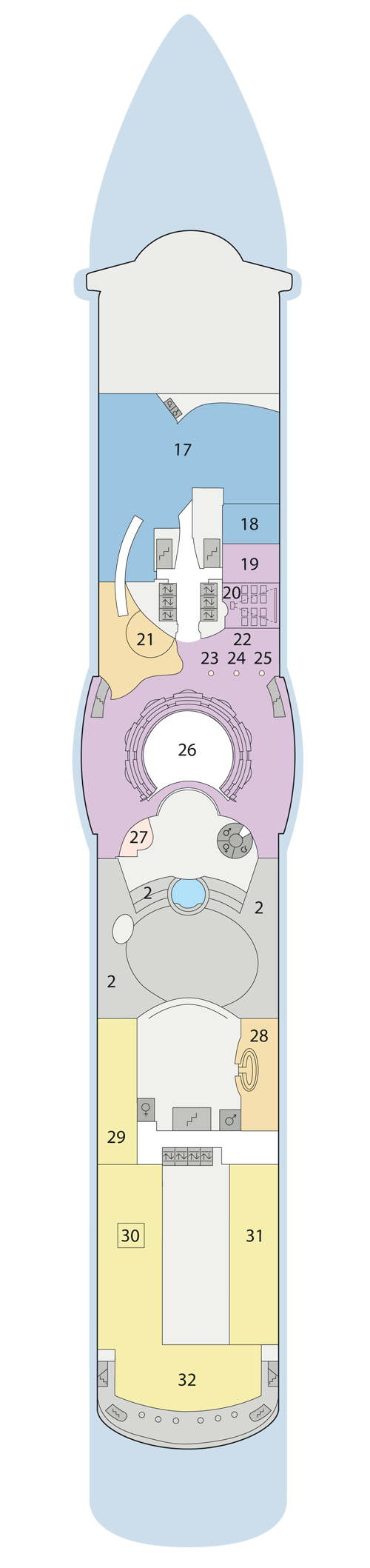 AIDAsol - Deck 11 - Deckplan mit Kabinen