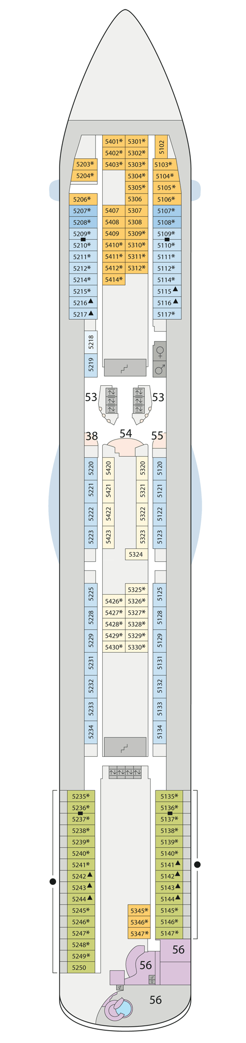 AIDAsol - Deck 5 - Deckplan mit Kabinen