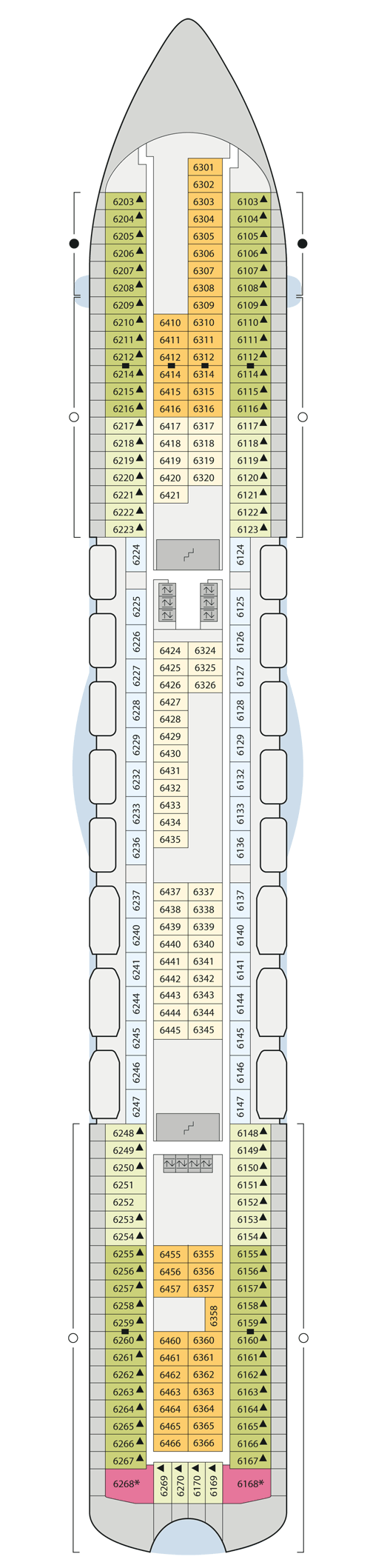 AIDAsol - Deck 6 - Deckplan mit Kabinen