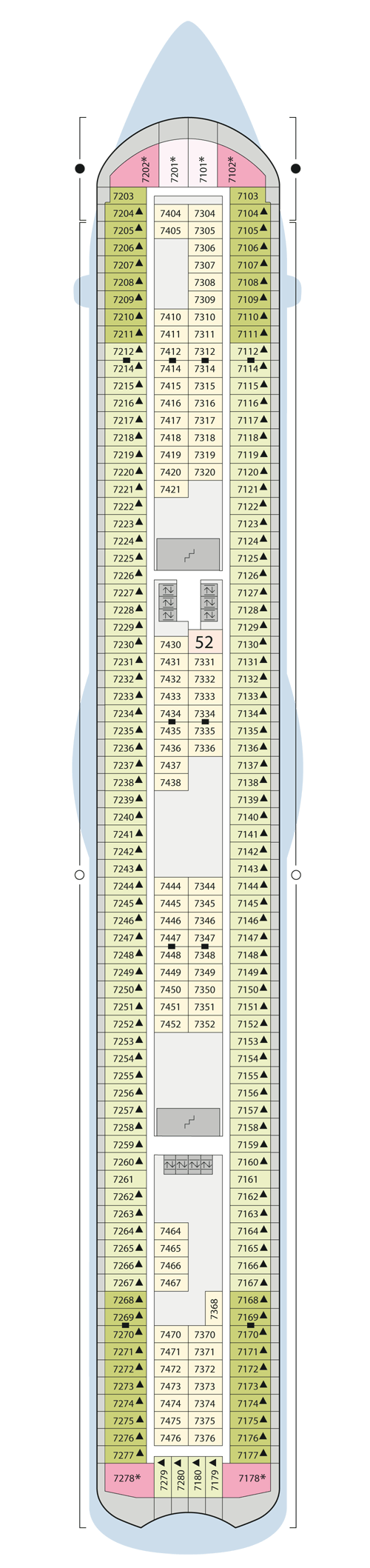 AIDAsol - Deck 7 - Deckplan mit Kabinen