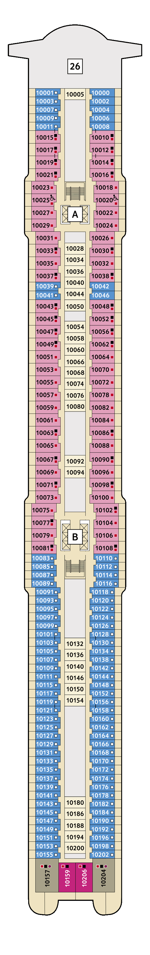Mein Schiff 2 - Deck 10 - Deckplan mit Kabinen