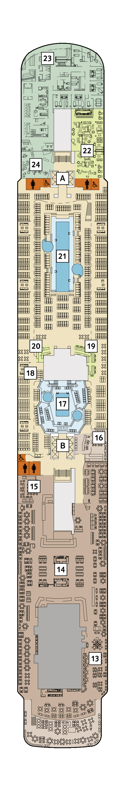 Mein Schiff 2 - Deck 12 - Deckplan mit Kabinen