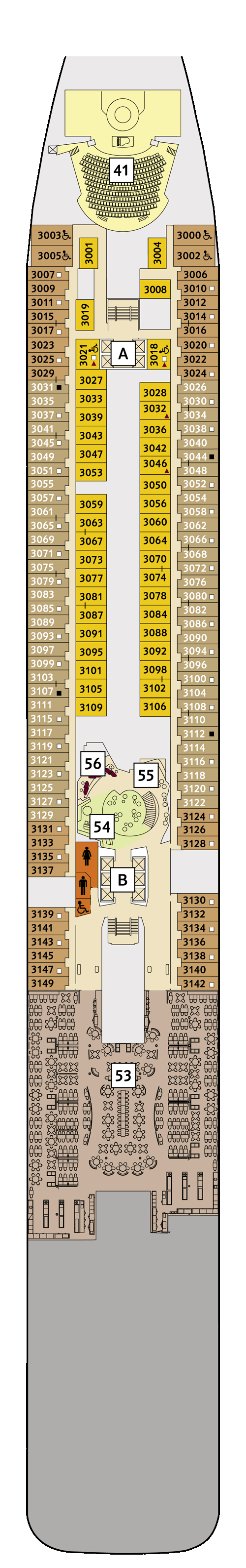 Mein Schiff 2 - Deck 3 - Deckplan mit Kabinen