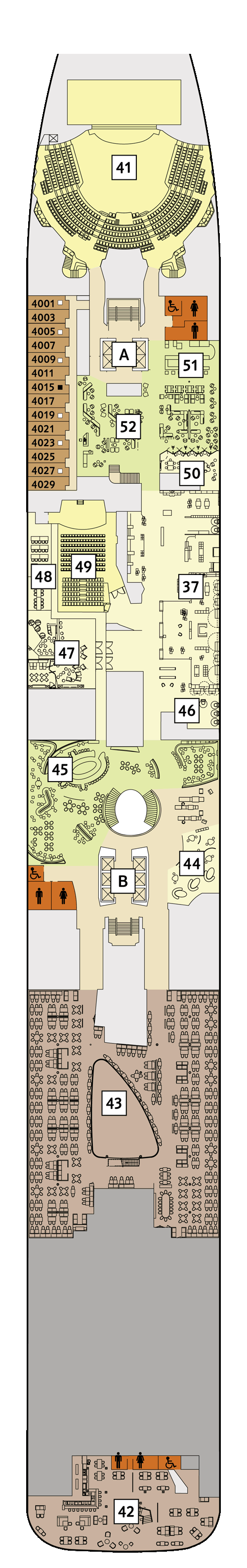 Mein Schiff 2 - Deck 4 - Deckplan mit Kabinen