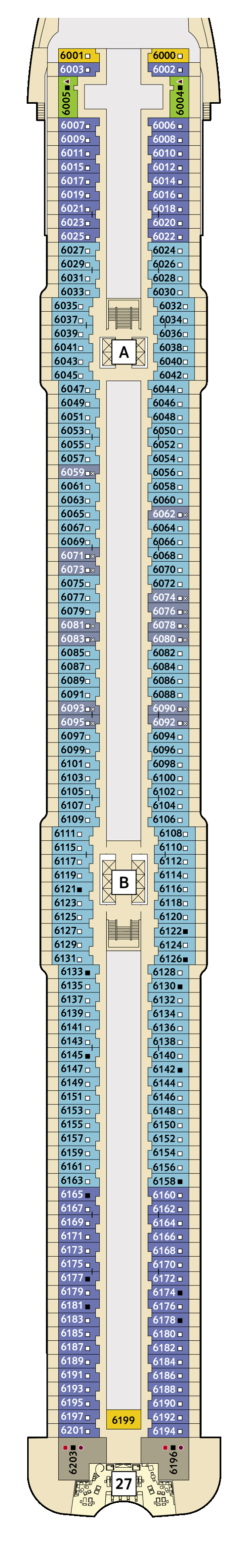 Mein Schiff 2 - Deck 6 - Deckplan mit Kabinen