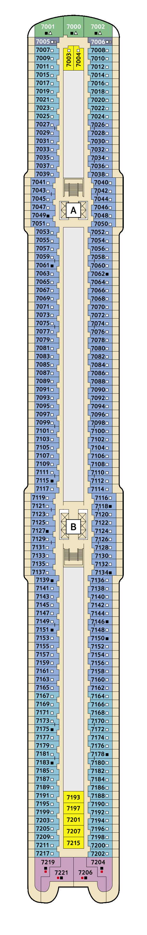 Mein Schiff 2 - Deck 7 - Deckplan mit Kabinen
