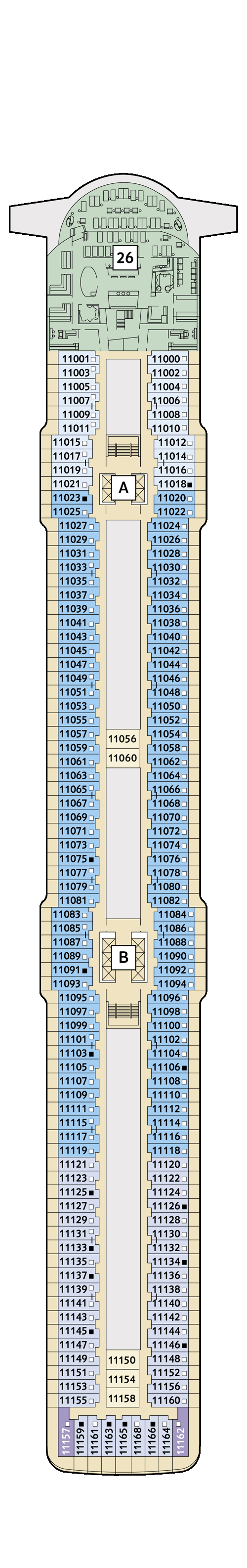 Mein Schiff 3 - Deck 11 - Deckplan mit Kabinen