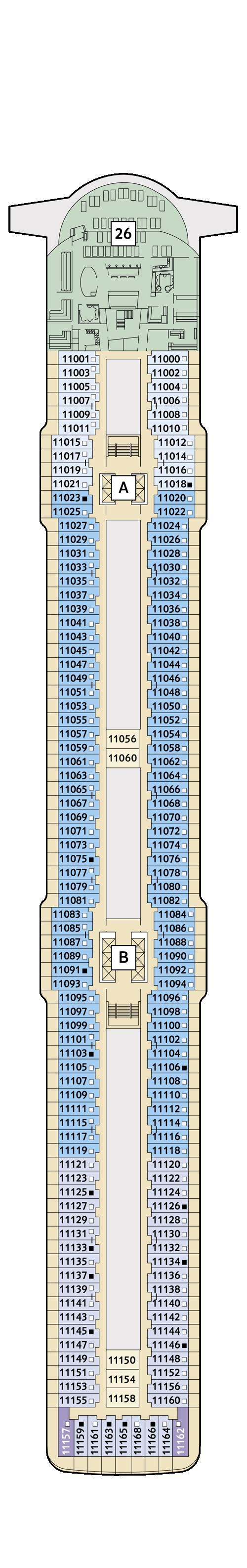 Mein Schiff 4 - Deck 11 - Deckplan mit Kabinen
