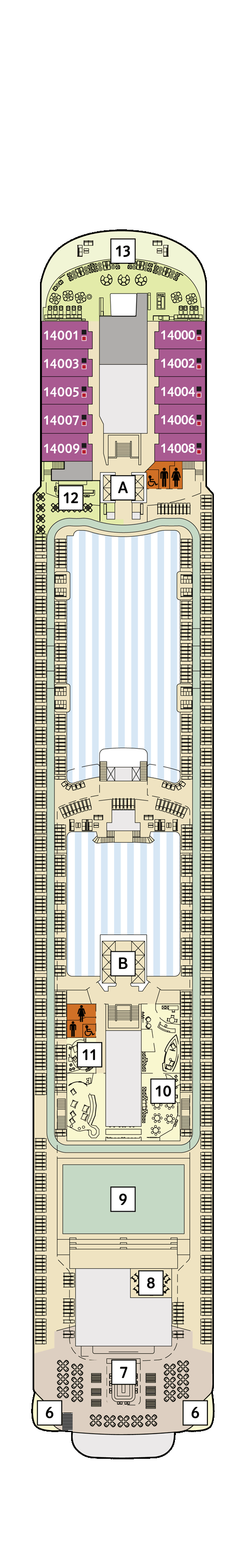 Mein Schiff 4 - Deck 14 - Deckplan mit Kabinen