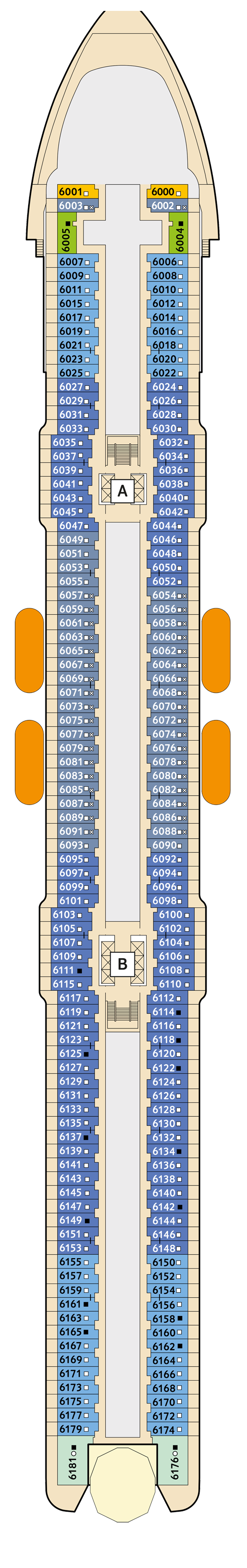 Mein Schiff 4 - Deck 6 - Deckplan mit Kabinen