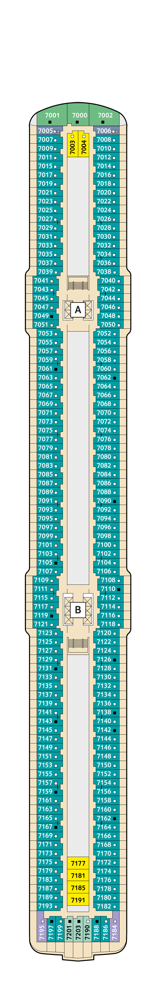 Mein Schiff 4 - Deck 7 - Deckplan mit Kabinen