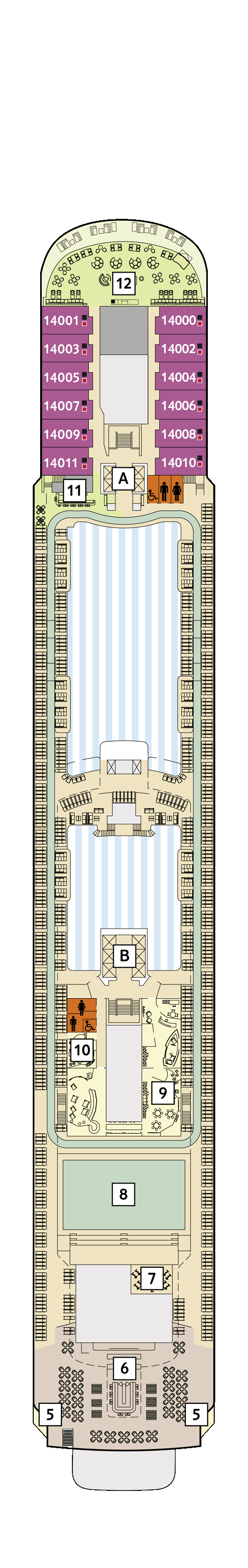 Mein Schiff 5 - Deck 14 - Deckplan mit Kabinen