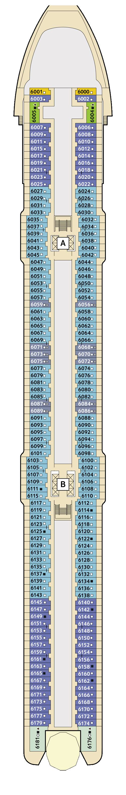 Mein Schiff 5 - Deck 6 - Deckplan mit Kabinen