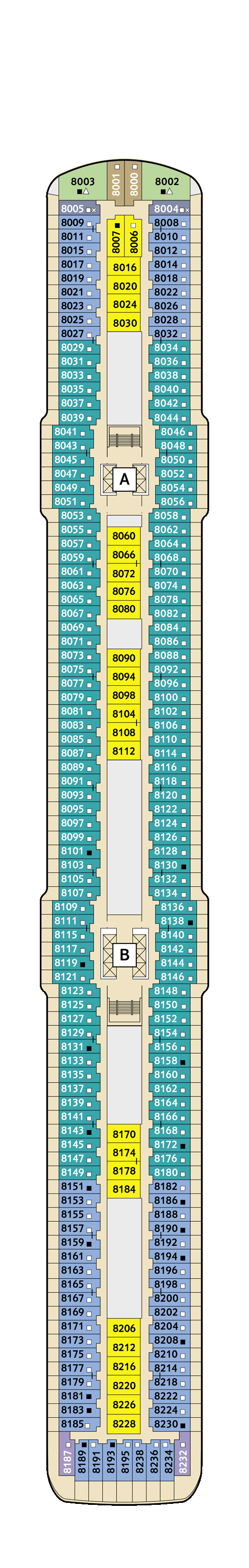 Mein Schiff 5 - Deck 8 - Deckplan mit Kabinen