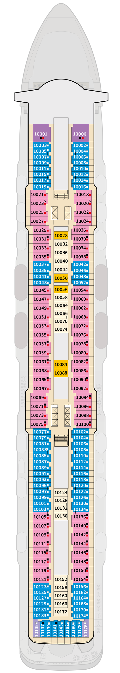 Mein Schiff 6 - Deck 10 - Deckplan mit Kabinen