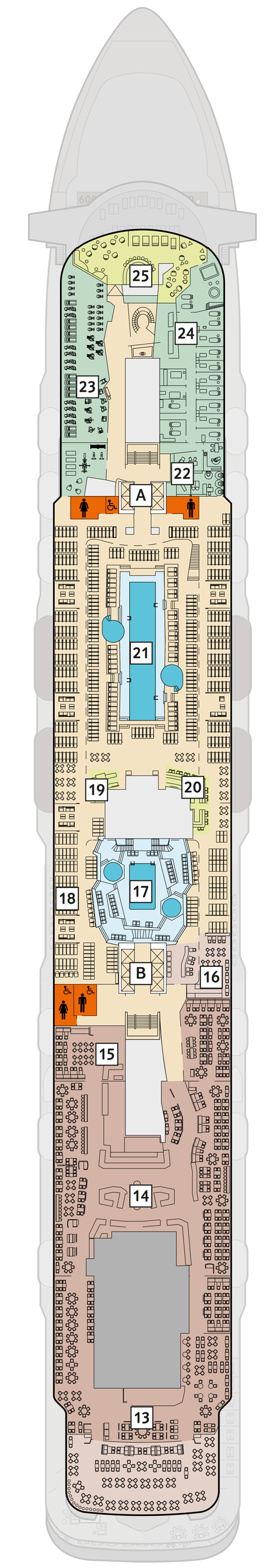 Mein Schiff 6 - Deck 12 - Deckplan mit Kabinen