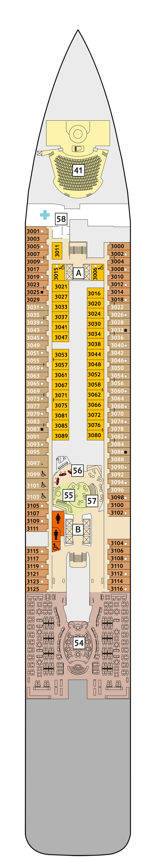 Mein Schiff 6 - Deck 3 - Deckplan mit Kabinen