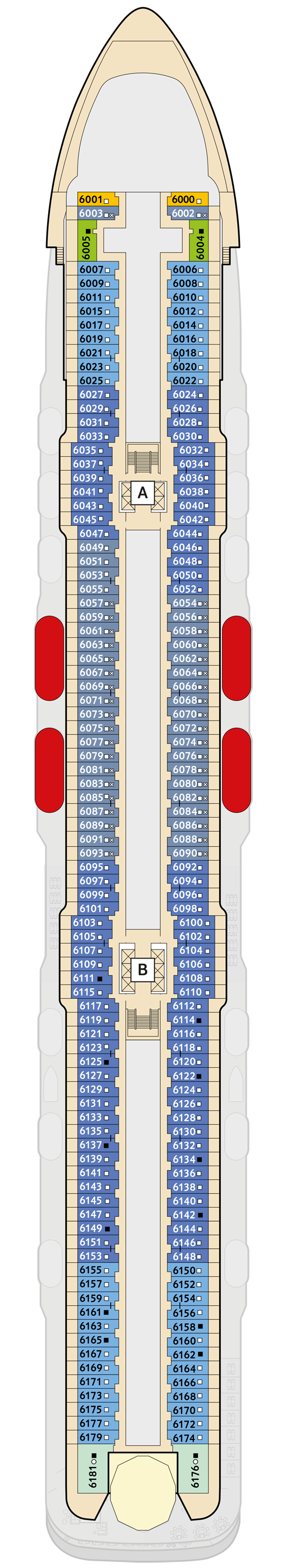 Mein Schiff 6 - Deck 6 - Deckplan mit Kabinen