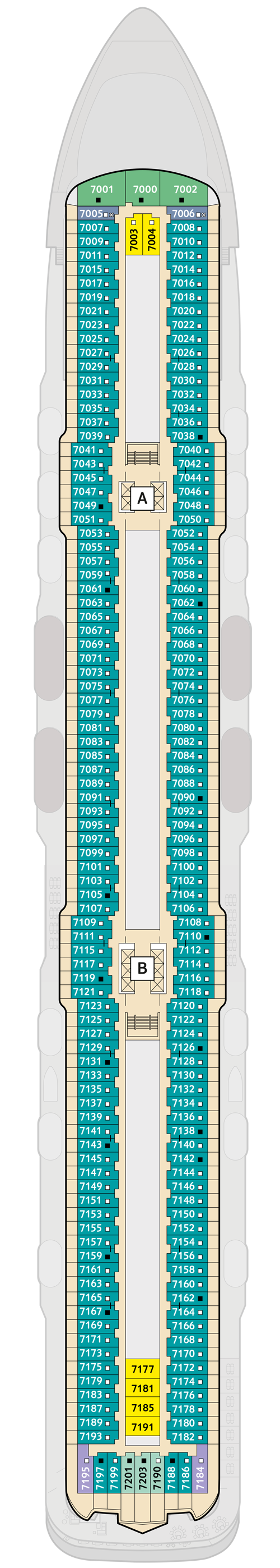 Mein Schiff 6 - Deck 7 - Deckplan mit Kabinen