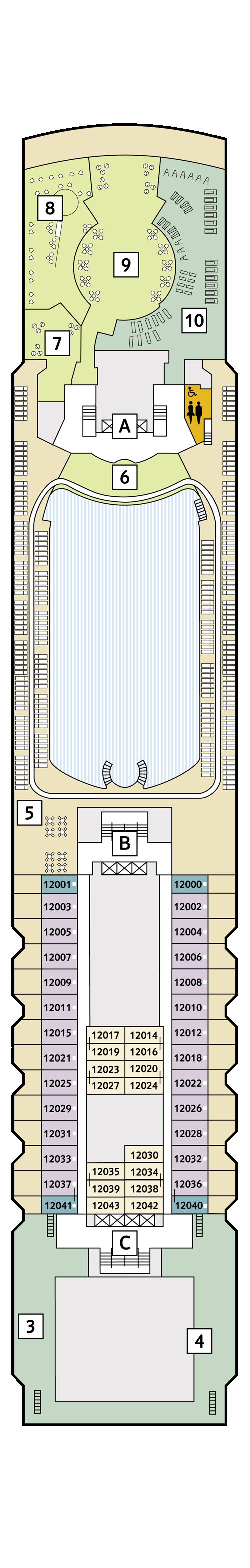 Mein Schiff Herz - Deck 12 - Deckplan mit Kabinen