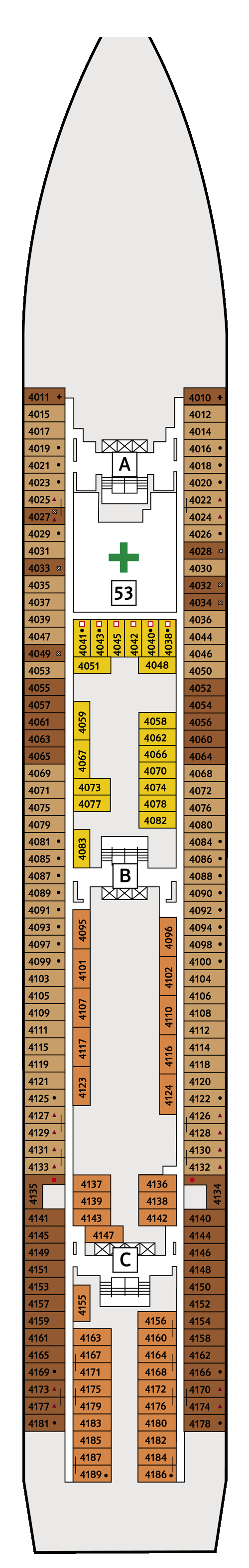 Mein Schiff Herz - Deck 4 - Deckplan mit Kabinen