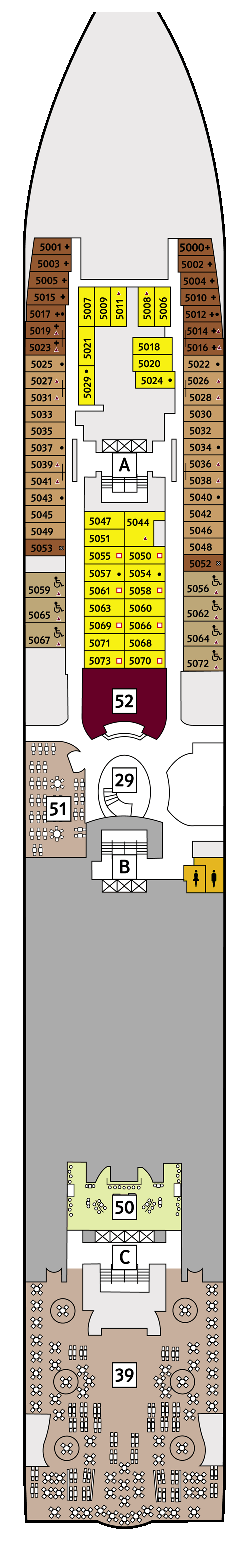 Mein Schiff Herz - Deck 5 - Deckplan mit Kabinen