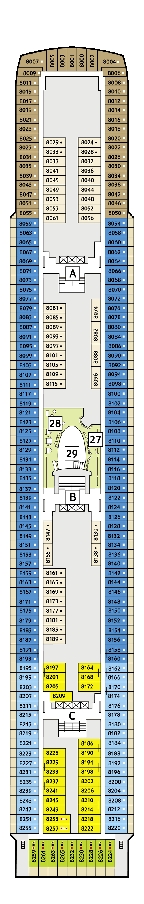 Mein Schiff Herz - Deck 8 - Deckplan mit Kabinen